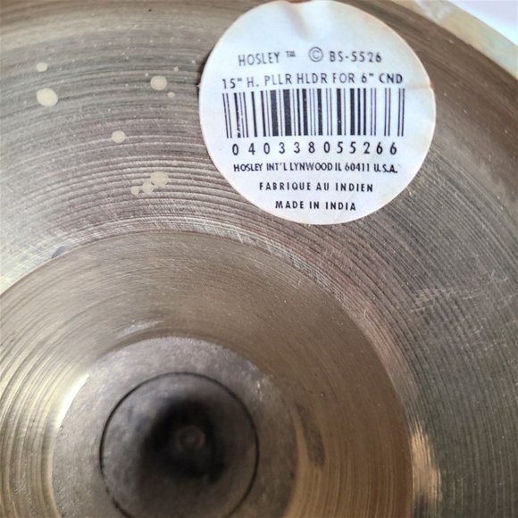 Hosley large 15'' tall vintage brass candleholder with saucer. - Picture 5 of 5